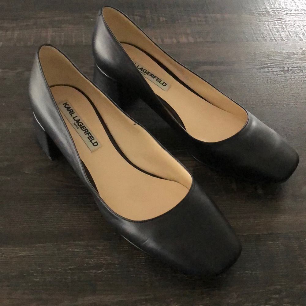 KL Heeled Leather Ballets
